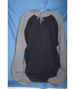 Men Augusta NWT Black Gray Hooded Sport Wick Fleece Colorblock Pullover Size XL - $32.95