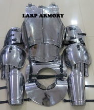 Fantasy Larp Costume Lady" steel armor Full Bracers, Pauldrons, Gorget, Cuirass