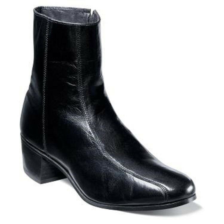 Black Boots Men's Florsheim Duke Zipper High Cuban Heel 17087-01
