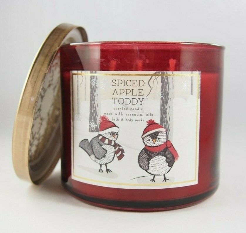 (1) Bath & Body Works Red Spiced Apple Toddy Birds 3-wick Scented Candle 14.5oz