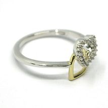 SOLID 18K YELLOW WHITE GOLD DOUBLE HEART RING WITH CUBIC ZIRCONIA image 3