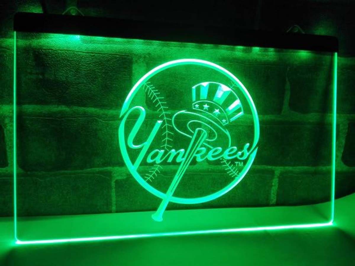 MLB NEW YORK YANKEES LOGO LED Light Sign for Game Room,Office,Bar,Man Cave