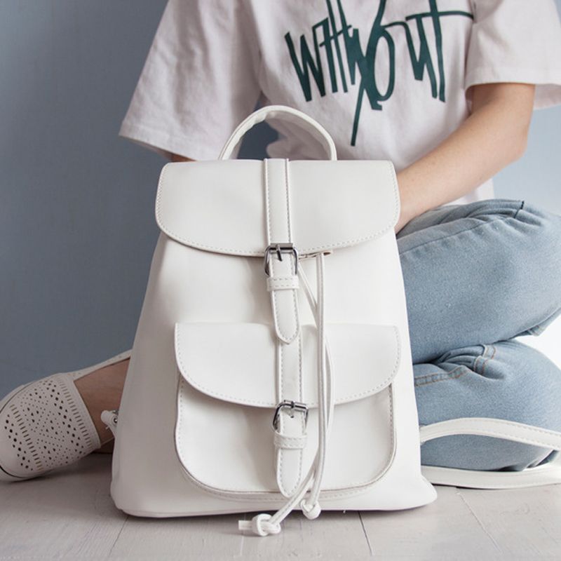 Fashion Women Vegan Leather Backpack School Student Bag Shoulder