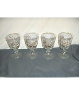 4 Vintage 1960&#39;s Rock Sharpe Rose Bouquet Water Goblets Gold On White Ro... - $64.35