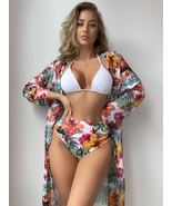 3pack Floral Print Halter Bikini Swimsuit &amp; Kimono - $29.60