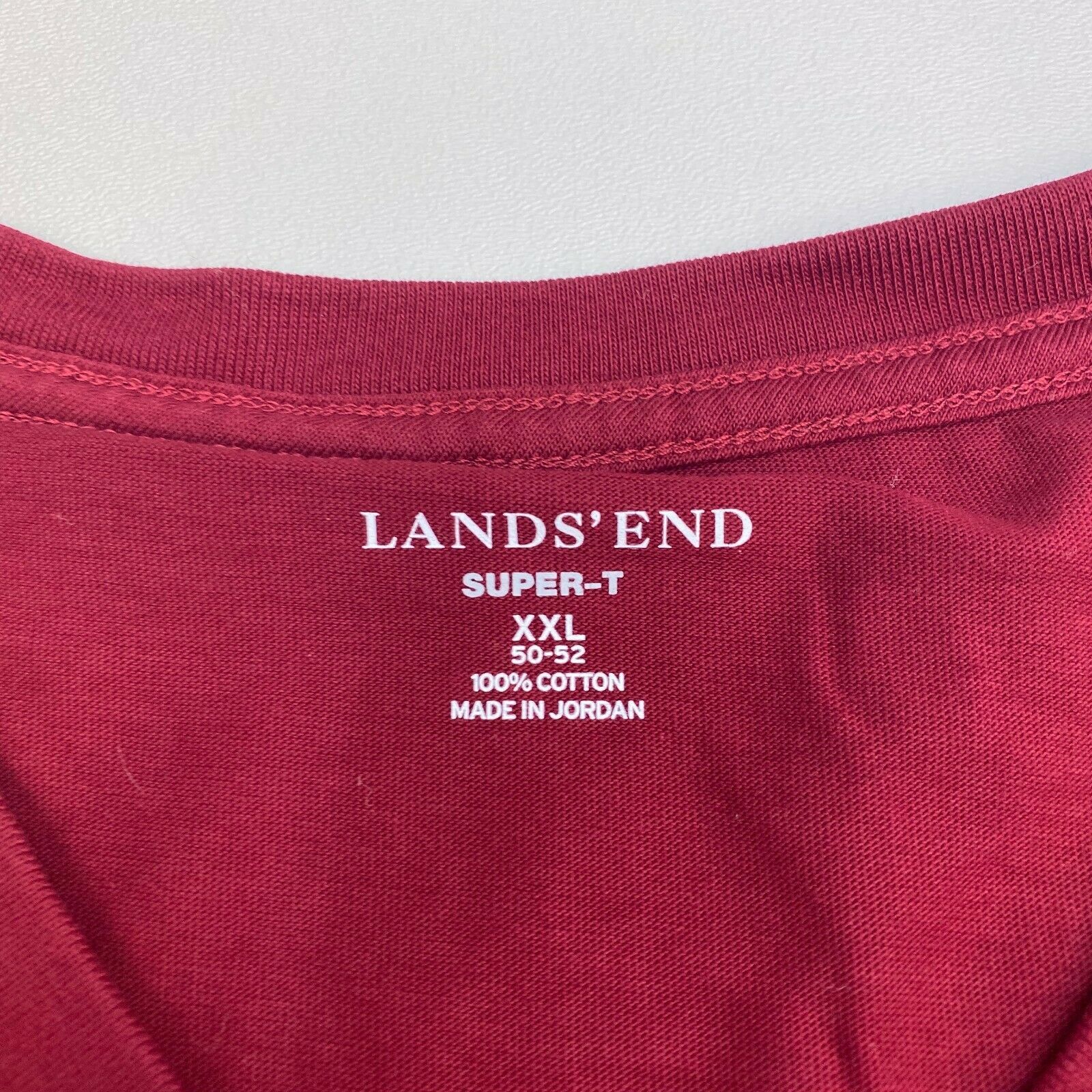 Lands End SuperT TShirt Mens XXL Red Short Sleeve Casual V Neck T
