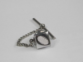 Vintage Swank silver tone textured oval square tie tack - $10.00