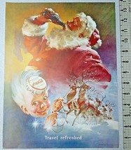1949 Coca Cola Vintage Print Ad Bottle Cap Santa Reindeer Christmas Refr... - $13.56