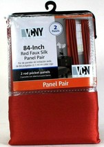 1 Package VCNY Home 37" W X 84" H Red Faux Silk 2 Count Rod Pocket Panels image 1