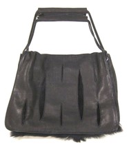 NEW RARE Alexander Wang Bag - All Black Leather &amp; Fur Flap Chain Strap  - $284.43