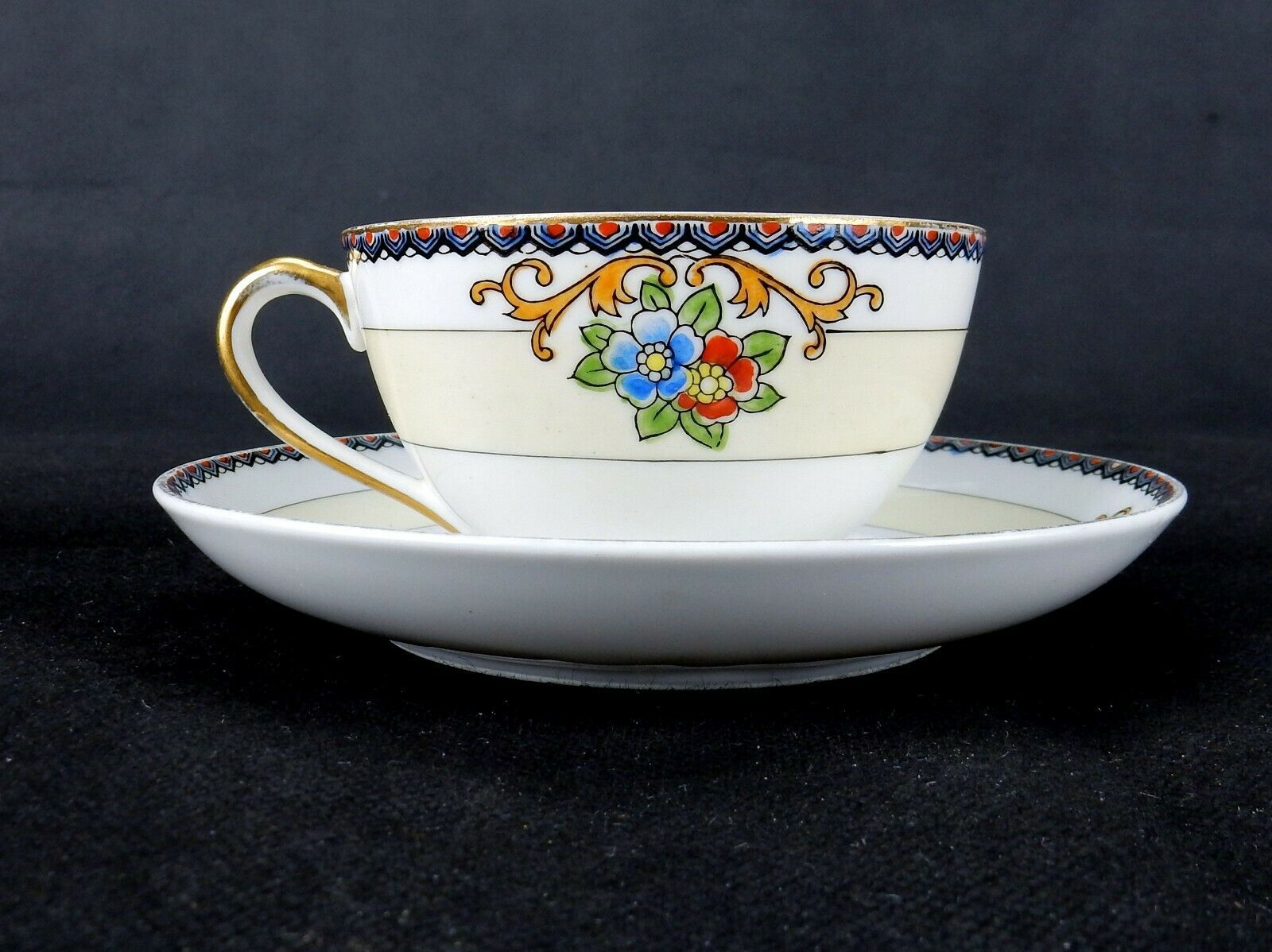 Coffee Cup Saucer & Cake Plate Made in Japan Mix n Match Glass Silver Plate Tiny Coffee Cup and Saucer Vintage China Coffee Trio