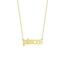 14K Solid Yellow Real Fine Gold Gothic Script Pisces Zodiac Necklace Adj... - $270.00