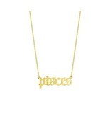 14K Solid Yellow Real Fine Gold Gothic Script Pisces Zodiac Necklace Adj... - $270.00