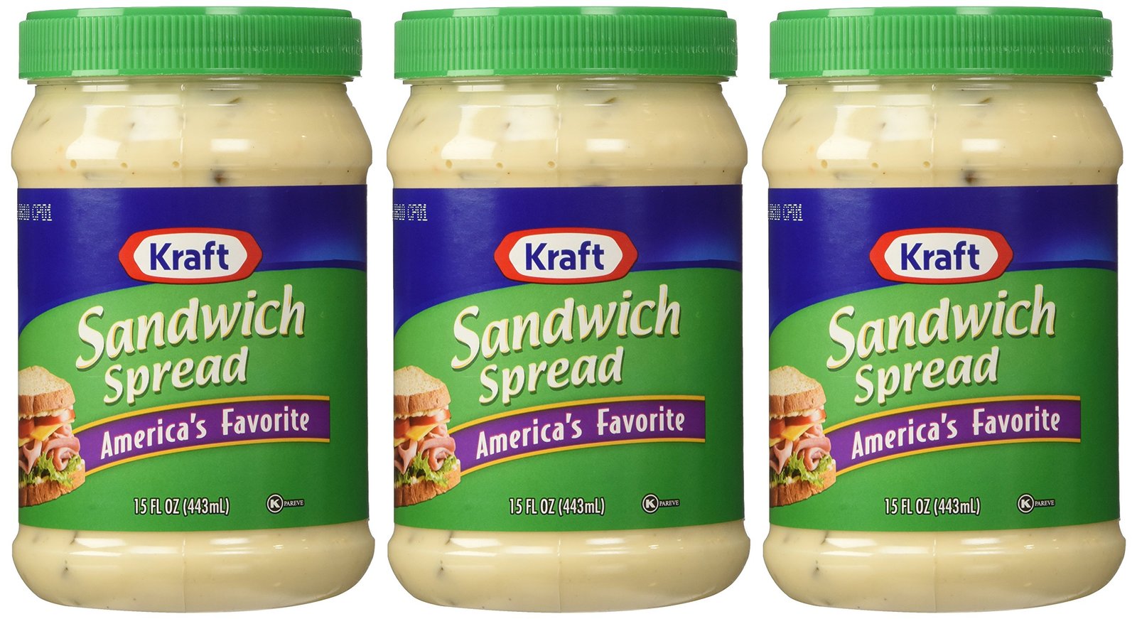 Kraft, Sandwich Spread, 15oz Plastic Jars (Pack of 3) Jars