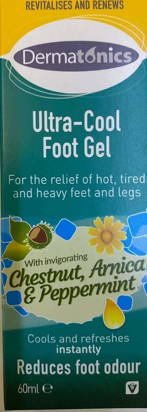 Ultra cool foot gel 60ml reduces foot odour, relieves hot, tired & heavy feet