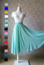 MINT GREEN Full Circle Long Chiffon Skirt Plus Size Mint Wedding Chiffon Skirt image 7