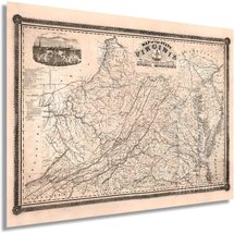 1862 Map of Virginia - Vintage Wall Art - Map of State of Virginia During the Ci - $34.99+