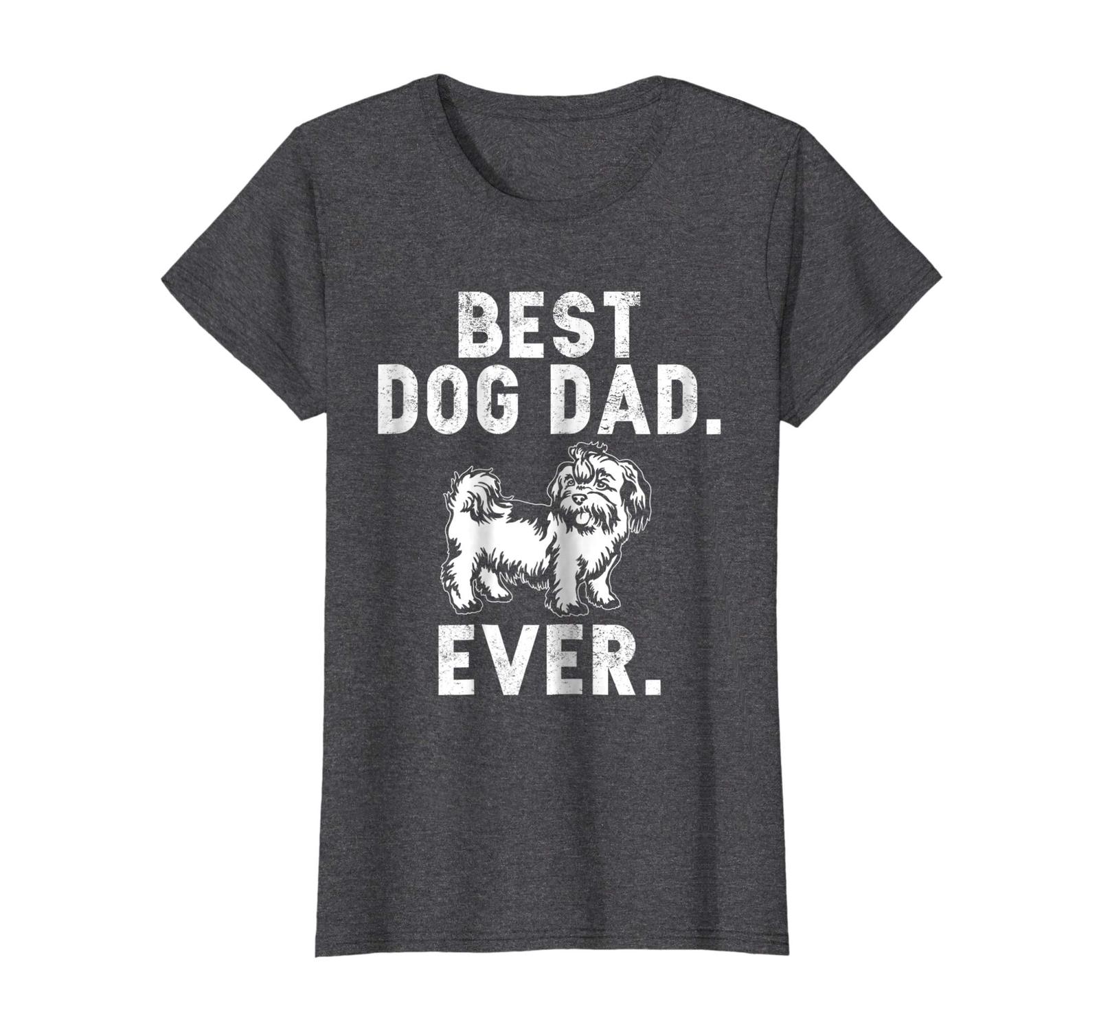 Dog Fashion - Best Dog Dad Ever T shirt - Funny Shih Tzus Pups Wowen