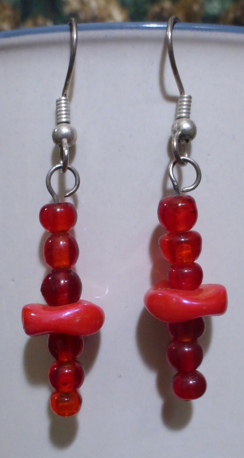 Interesting Red Earrings - Wavy Disk Dangle - Earrings
