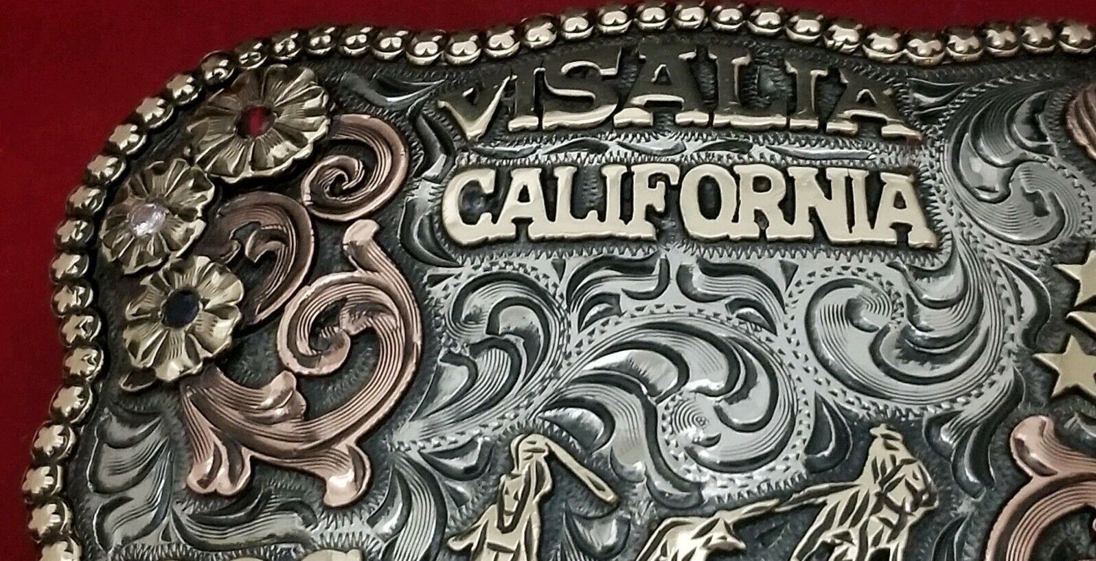 1996 RODEO VINTAGE TROPHY BELT BUCKLEVISALIA CALIFORNIA TEAM ROPING CHAMPION874 Belt Buckles
