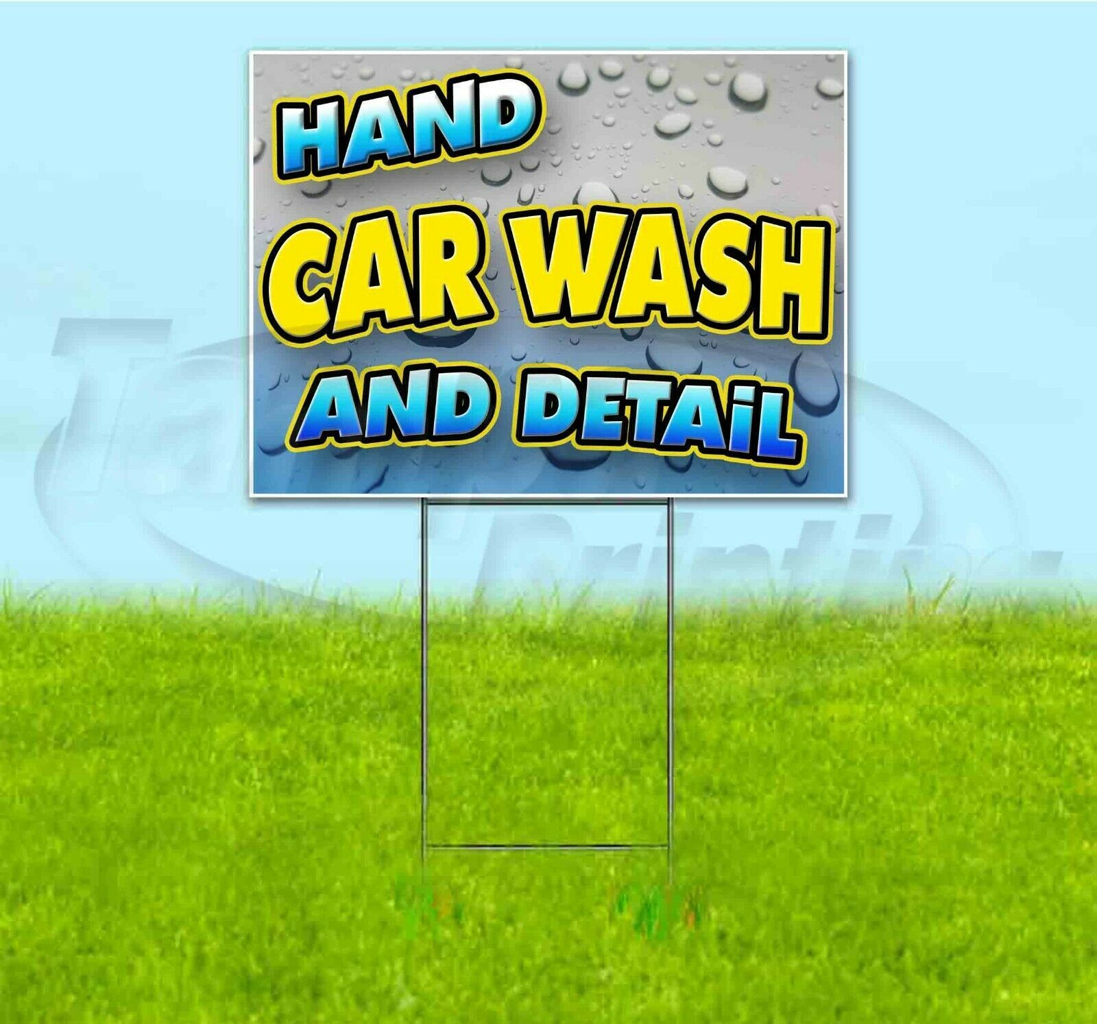 HAND CAR WASH AND DETAIL 18x24 Yard Sign WITH STAKE Corrugated Bandit ...