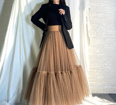 Women Polka Dot Tulle Skirt Outfit Layered Long Tutu Skirt Holiday Dressromantic image 2