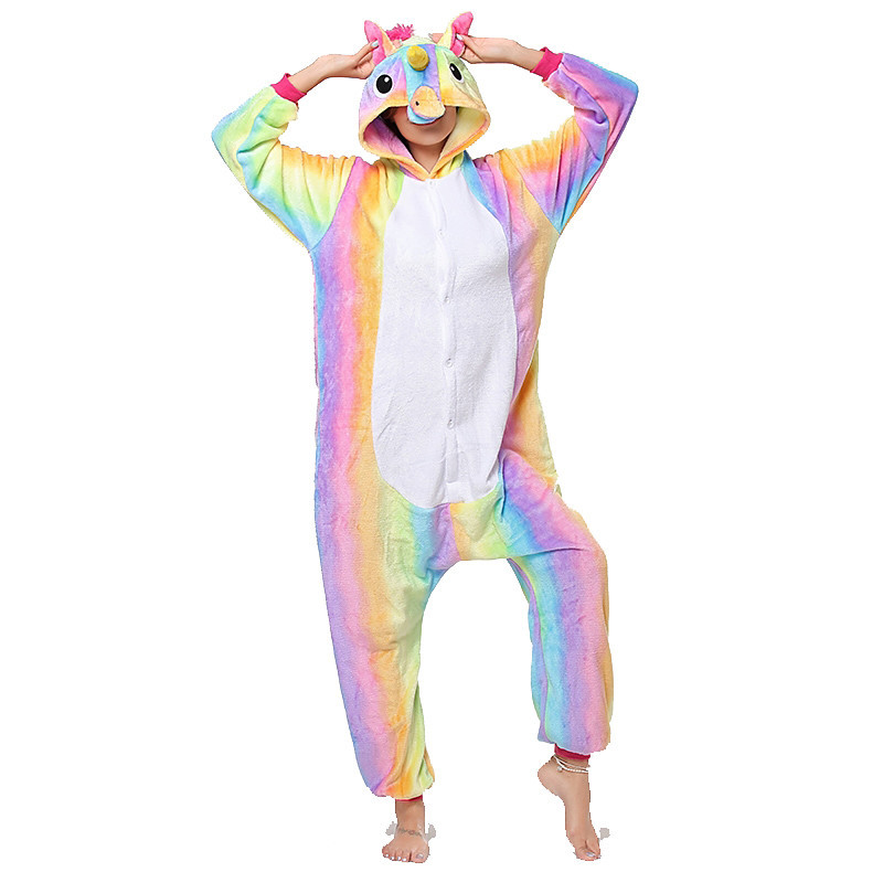 Adults' Kigurumi Pajamas Unicorn Flying Horse Onesie Pajamas Flannel Fabric Rain