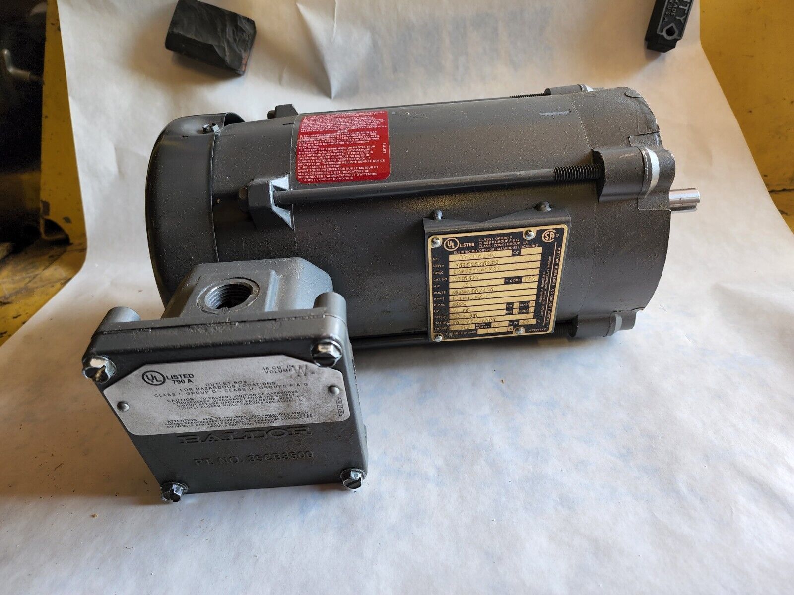 Baldor 1/3 HP 3 PH 1725 RPM Hazardous Locations Electric Motor Cat VM7002A General Purpose Motors