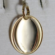 SOLID 18K YELLOW GOLD PENDANT OVAL MEDAL VIRGIN MARY ENGRAVABLE MADE IN ITALY image 2