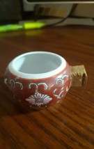 Asian Miniature Porcelain Bowl Flowers Bonzai Bonsai Red - $7.92