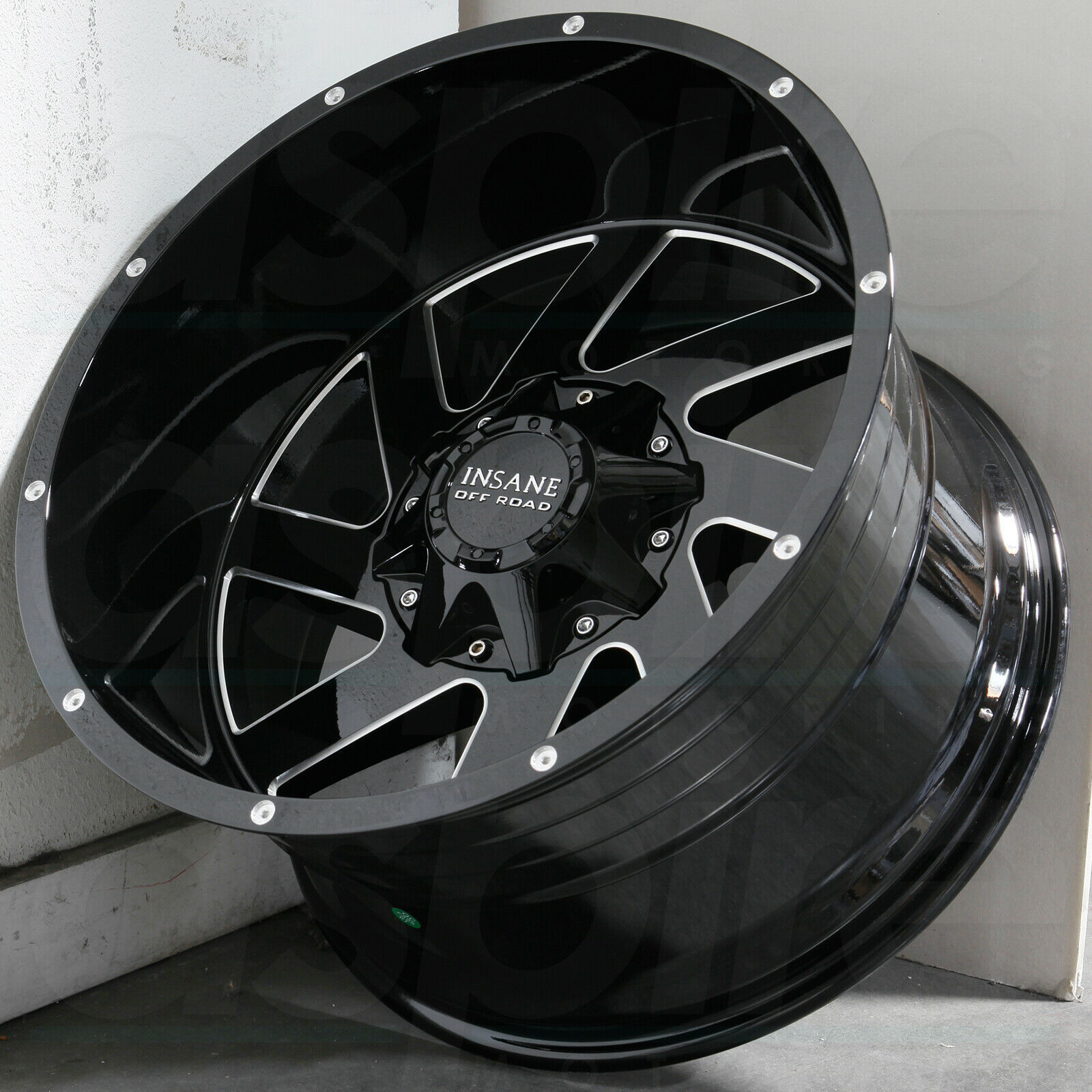 20x12 Insane IO-12 8x180 -44 Gloss Black Milled Wheels Rims Set(4) - Wheels