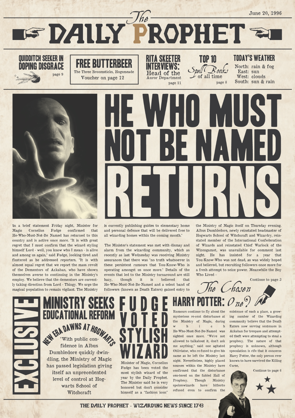 Harry Potter Daily Prophet Voldemort Movie And 50 Similar Items