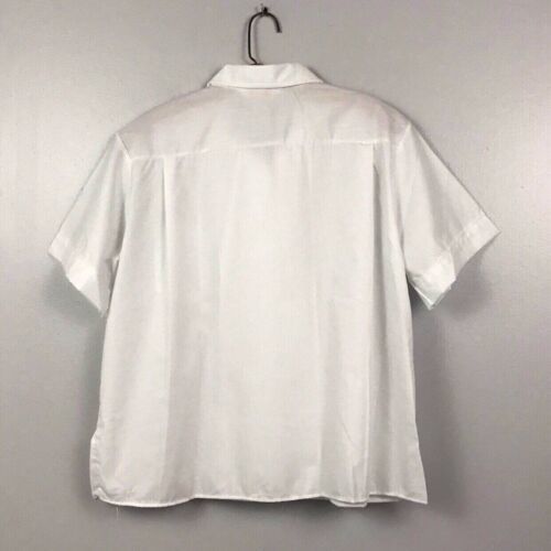 1960s White Blouse / Button Up Short Sleeve Dress Shirt Top / Women’s ...