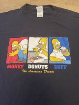 Vintage 2004 The Simpsons Homer Men's Medium Navy Blue T-Shirt USA Money Donuts - $20.55