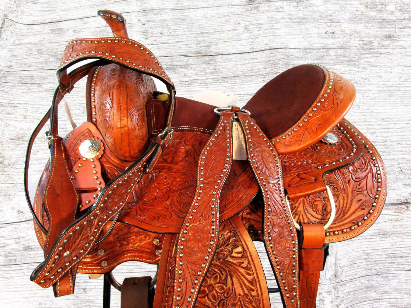 ARABIAN 15 16 BARREL RACING TRAIL FLORAL TOOLED LEATHER WESTERN HORSE