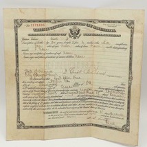 Antique 1918 États-unis Amérique Certificat Naturalization Immigration N... - $44.62
