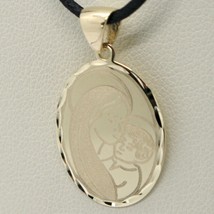 SOLID 18K YELLOW GOLD VIRGIN MARY AND JESUS OVAL MEDAL, 0.8 INCHES, ITALY MADE image 2
