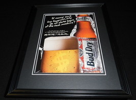 1991 Bud Dry Beer Framed 11x14 ORIGINAL Vintage Advertisement