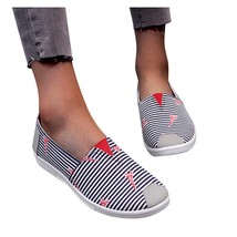 TELOTUNY 2021 Fashion Women's Casual Shoes Cloth Stripe Print  Slip-on Flats Out - $43.30