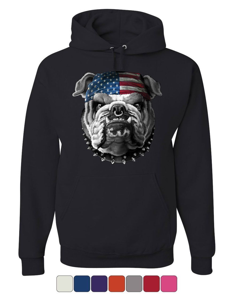 Mean American Bulldog Hoodie Stars and Stripes Bandana Badass ...