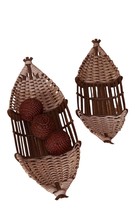 Oval Baskets Set of 2 Bamboo Rattan Large 28" & 24" Long Serving Trays Display