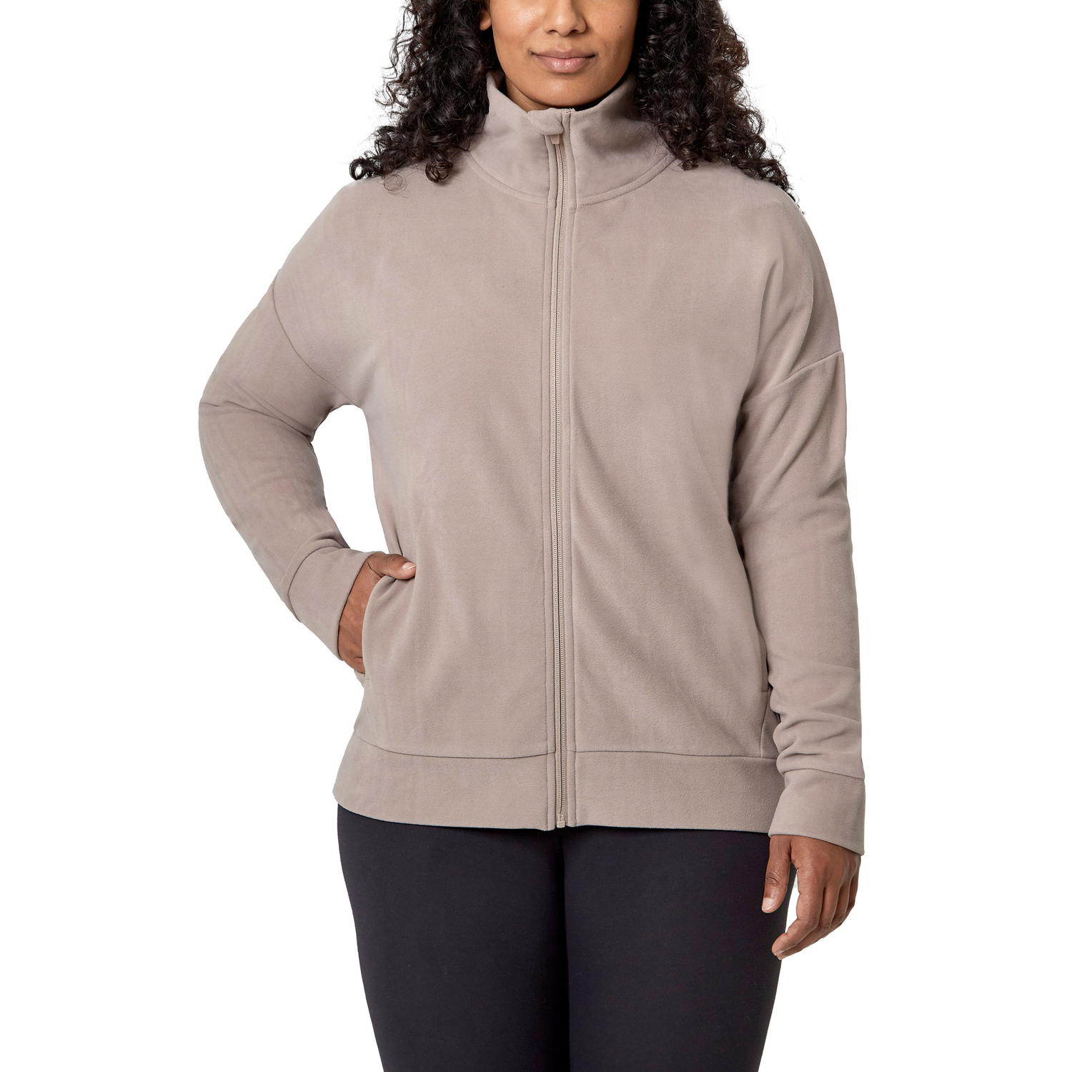 Mondetta Ladies' Cozy Full Zip Jacket Beige XLarge Coats, Jackets