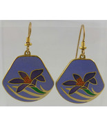 LAUREL BURCH &quot;LILY&quot; Blue Purple Green Enamel Gold-Tone Drop Dangle EARRINGS - $25.00