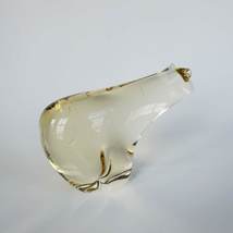 Glass Polar Bear Figurine, Modernist Yellow Bear Figure, Hand Blown Art Glass image 3