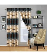 River Fly Fishing Themed Rustic Cabin Lodge Window Treatment Curtain Set - $51.02