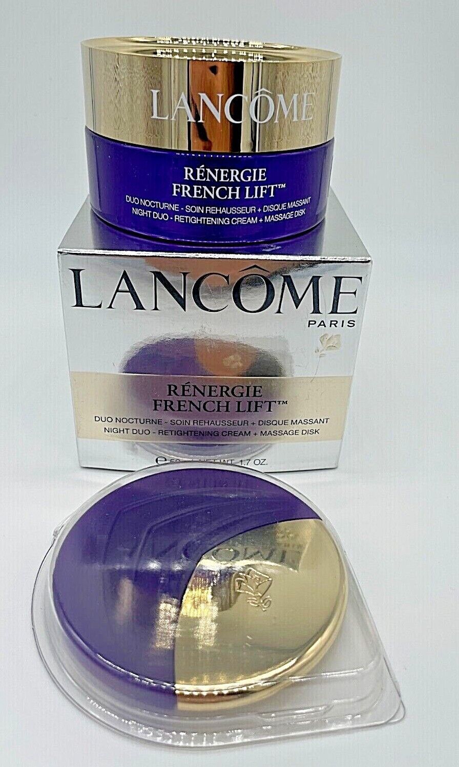 Primary image for LANCOME RENERGIE FRENCH LIFT, NIGHT DUO, RETIGHTENING CREAM, 1.7 OZ, NEW, C NOTE