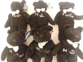 Salvinos Bammers MLB Tuxedo Bean Bears Set of 6 1998 9" Tall Mint With All Tags - $149.99