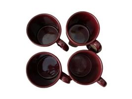 4pc Ralph Lauren Stoneware Burgundy Coffee Mug Cup Lot Made in Italy Set image 3