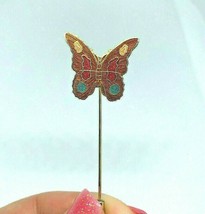 Vintage Gold Tone Cloisonne Butterfly Insect Stick Pin brooch - $9.89