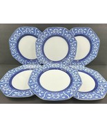 6 Whieldon Ware Corona F Winkle Dinner Plates Set Antique 9 5/8&quot; Blue En... - $98.67